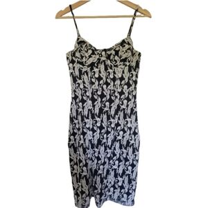 Black Swan Black/White Embroidered Sheer Mesh Bustier Cocktail Dress, Size S
